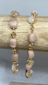 Peach and Gold Chain Bracelet