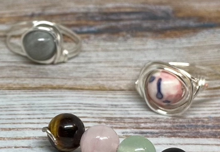 Choose Your Stone: Single Bead Wire Ring - Silver