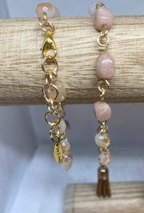 Peach and Gold Chain Bracelet