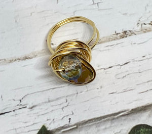 Iridescent Peach Wired Ring ~ 7.5