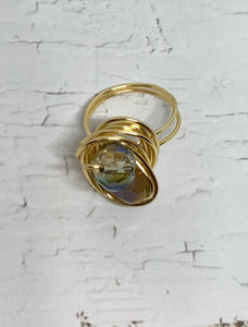 Iridescent Peach Wired Ring ~ 7.5