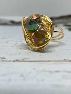 Iridescent Peach Wired Ring ~ 7.5