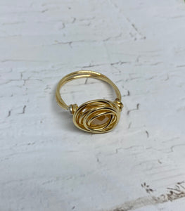 Peach Crystal Wired Ring ~ 7.5