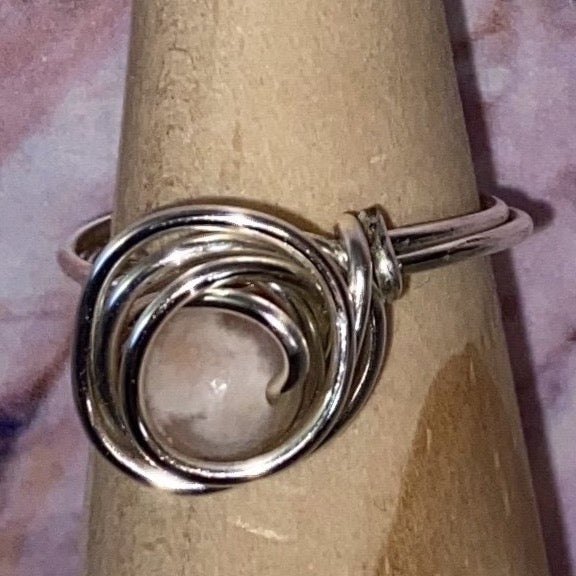 Hint of Pink Matte Stone Wire Ring ~ 7