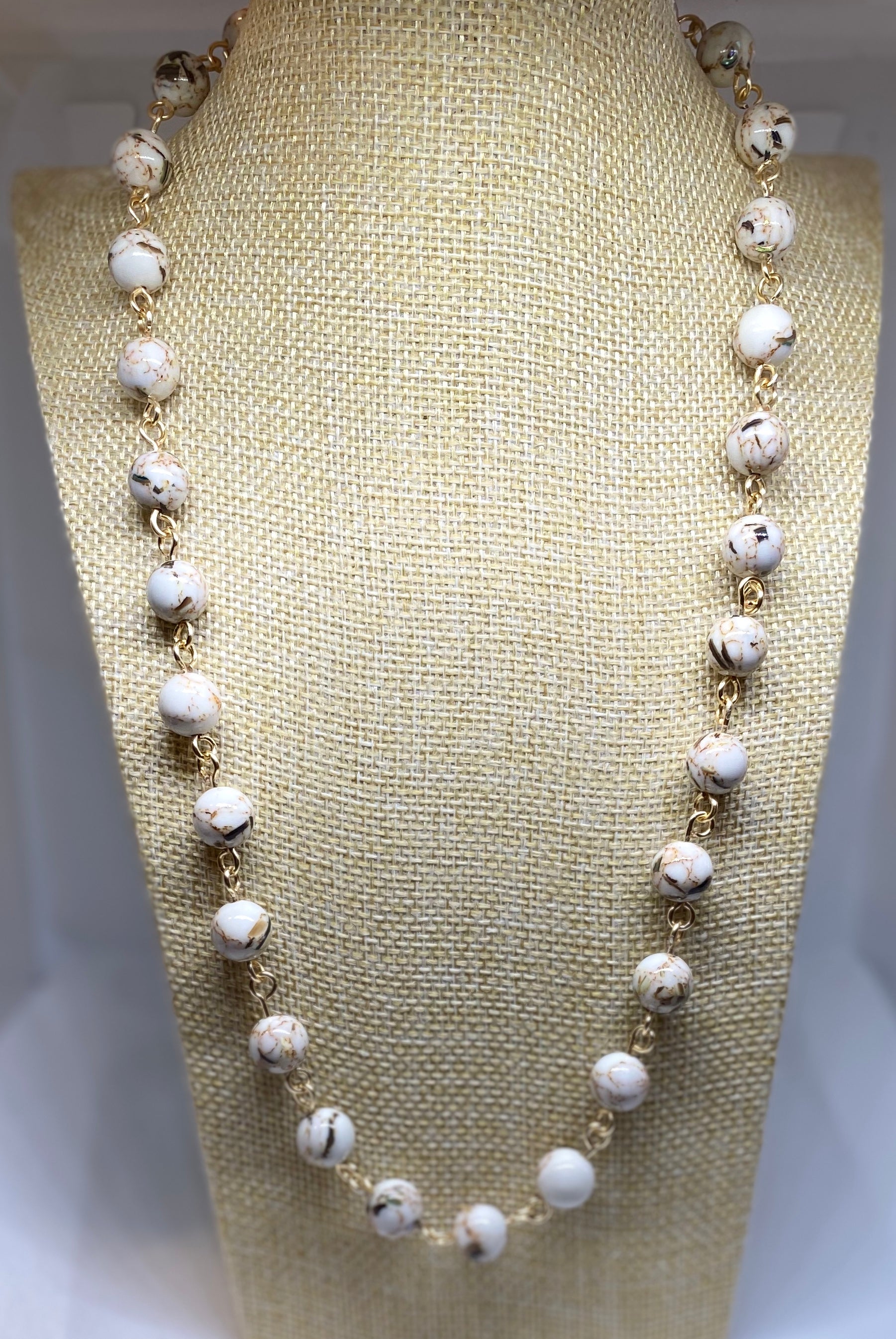 White Shell Turquoise Beaded Necklace