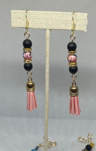 Gold Beaded Tassel Earrings