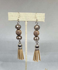 Silver Beaded Tassel Earrings