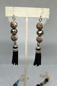 Silver Beaded Tassel Earrings