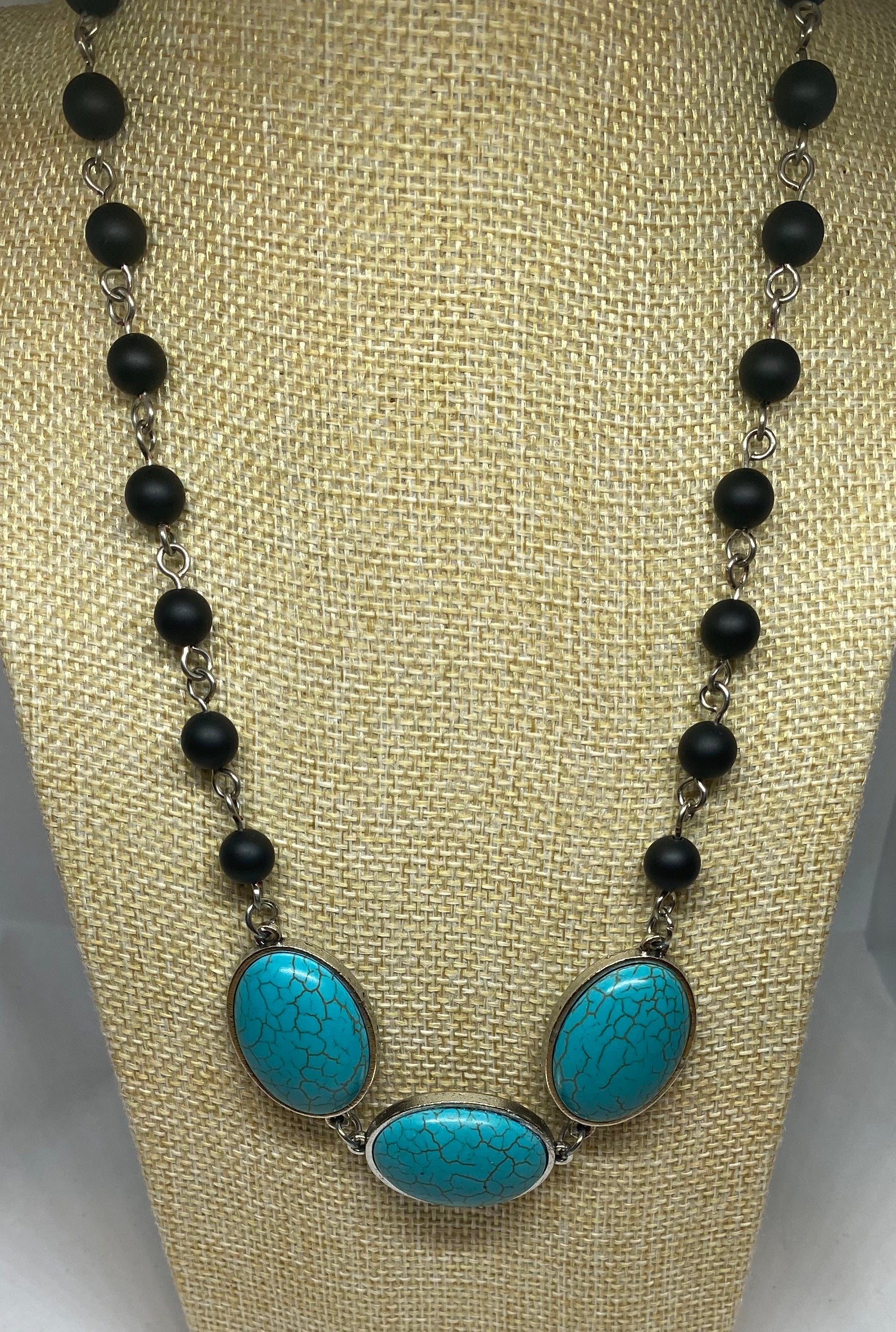 Black Beaded Turquoise Set