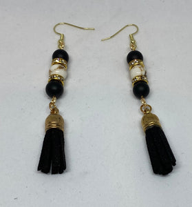 Gold Beaded Tassel Earrings