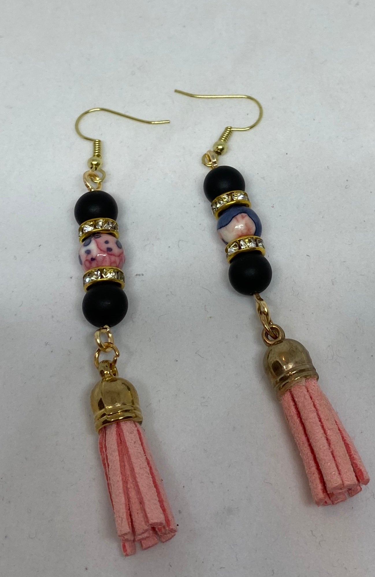 Gold Beaded Tassel Earrings