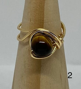 Tiger Eye and Gold Wire Rings