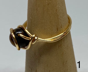 Tiger Eye and Gold Wire Rings