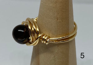 Tiger Eye and Gold Wire Rings