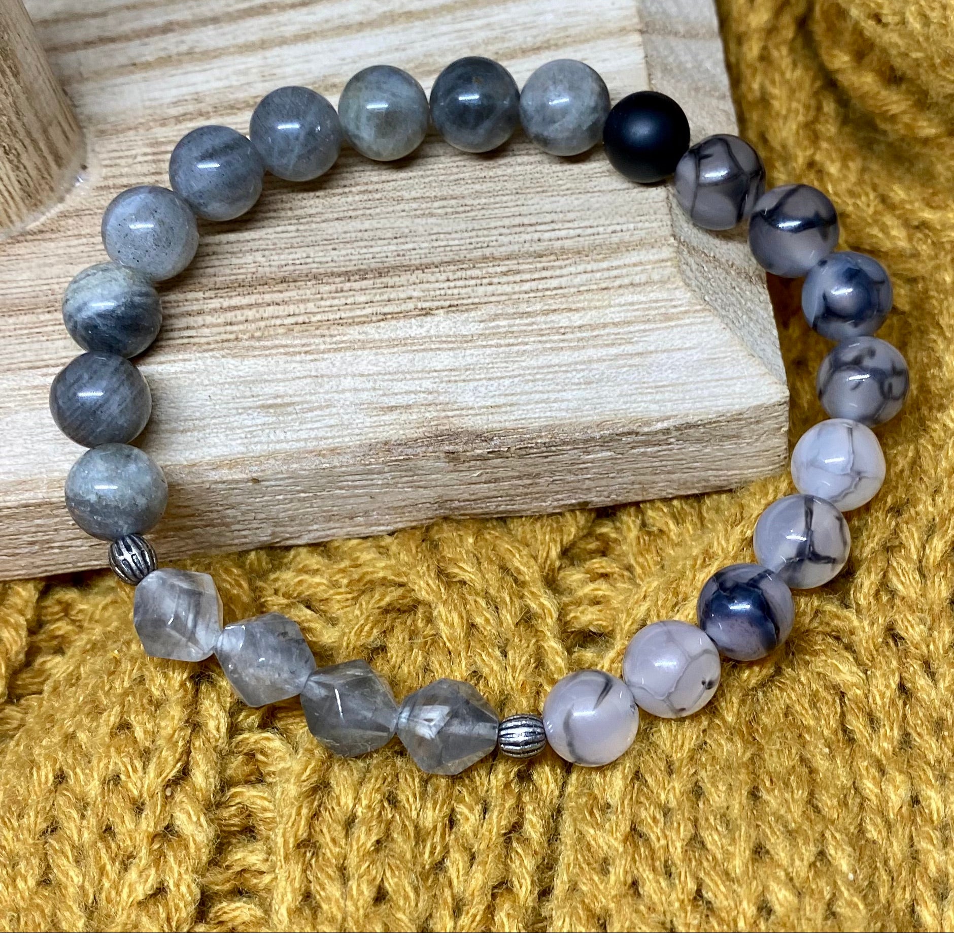 Gray Tri-Stone Bracelet