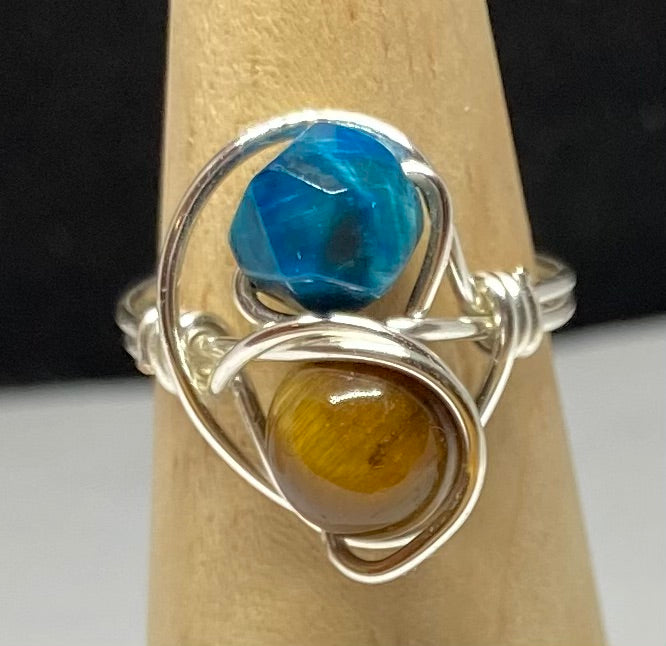 Blue & Yellow Tiger Eye Ring