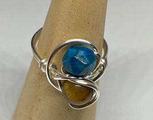 Blue & Yellow Tiger Eye Ring