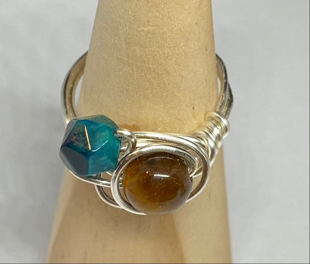 Blue & Yellow Tiger Eye Ring