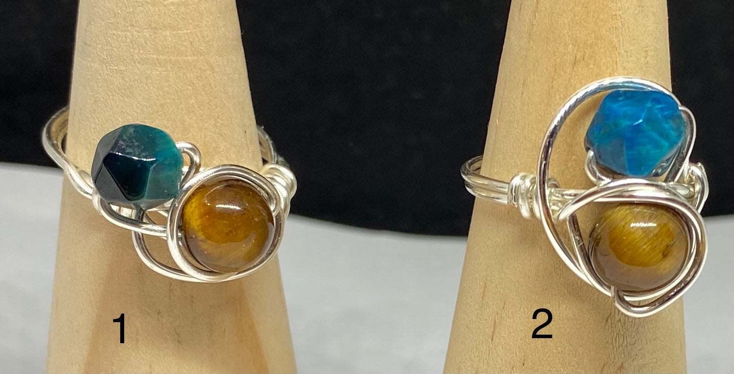 Blue & Yellow Tiger Eye Ring