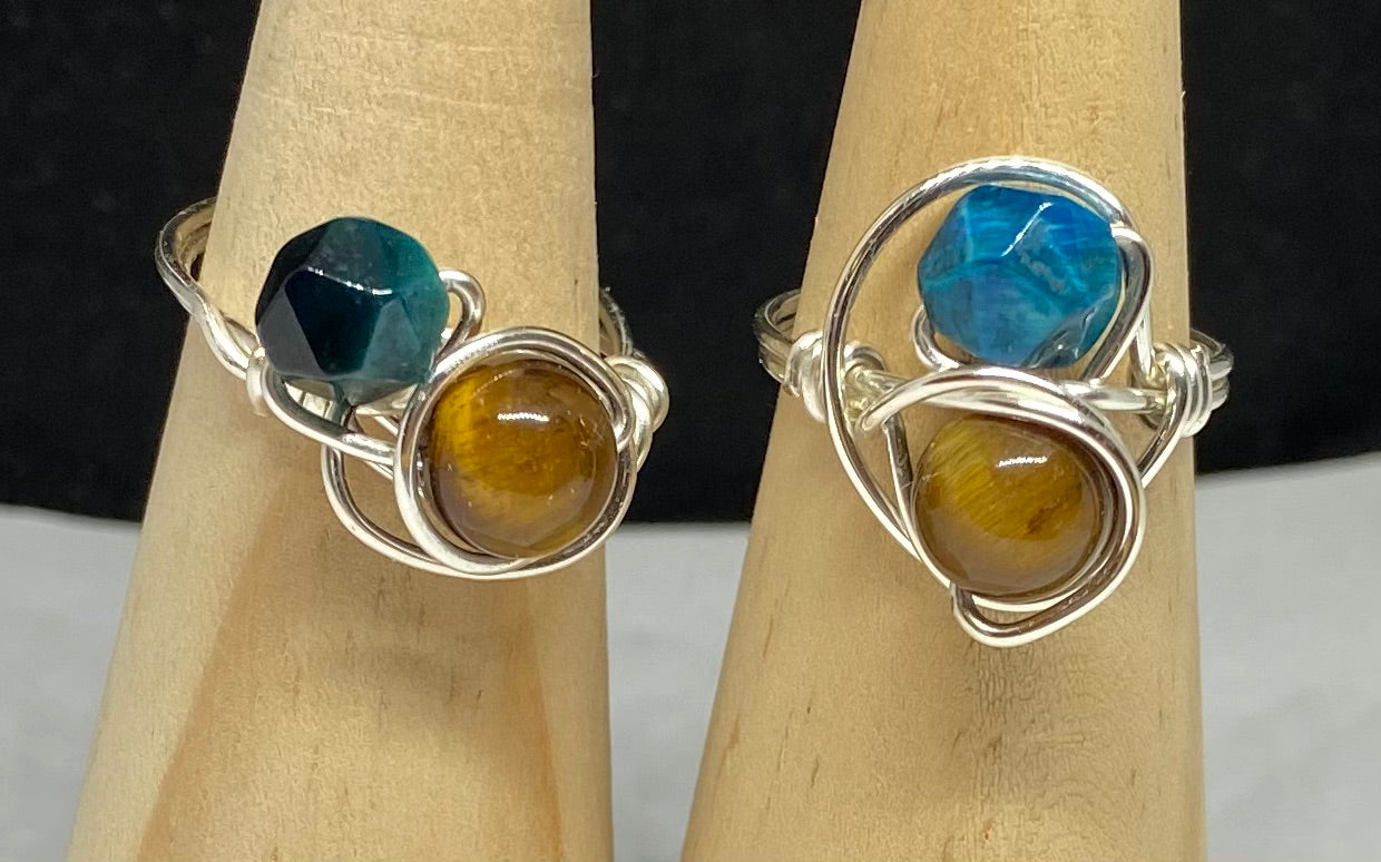 Blue & Yellow Tiger Eye Ring