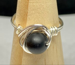 Black Matte Silver Wire Ring