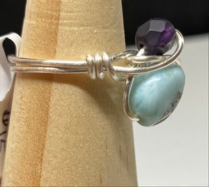 Turquoise and Dark Violet Ring - 7.5