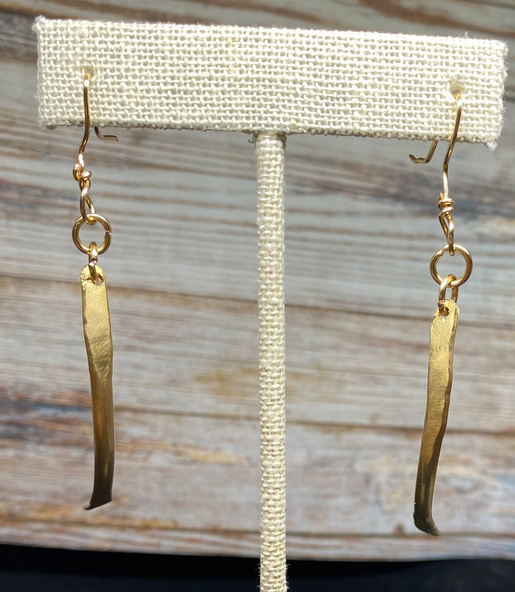 Brass Curved Dangle Earrings