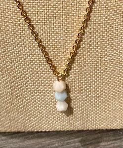 Three Stone Amazonite Gold Chain Necklace