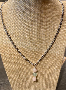 Rose Quartz and Jade Chain Necklace