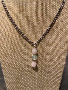 Rose Quartz and Jade Chain Necklace