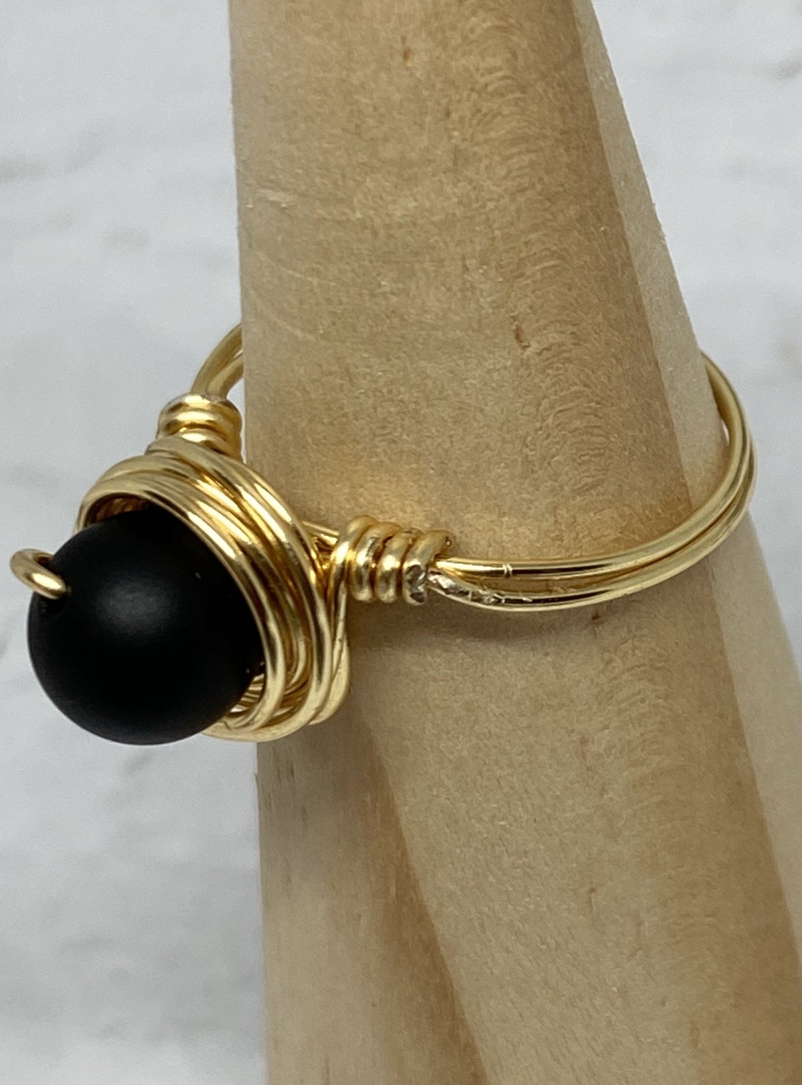 Black Matte Gold Wire Ring