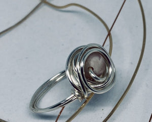 Hint of Pink Matte Stone Wire Ring ~ 7