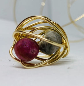 Magenta-Blue Wired Ring~ 7.5