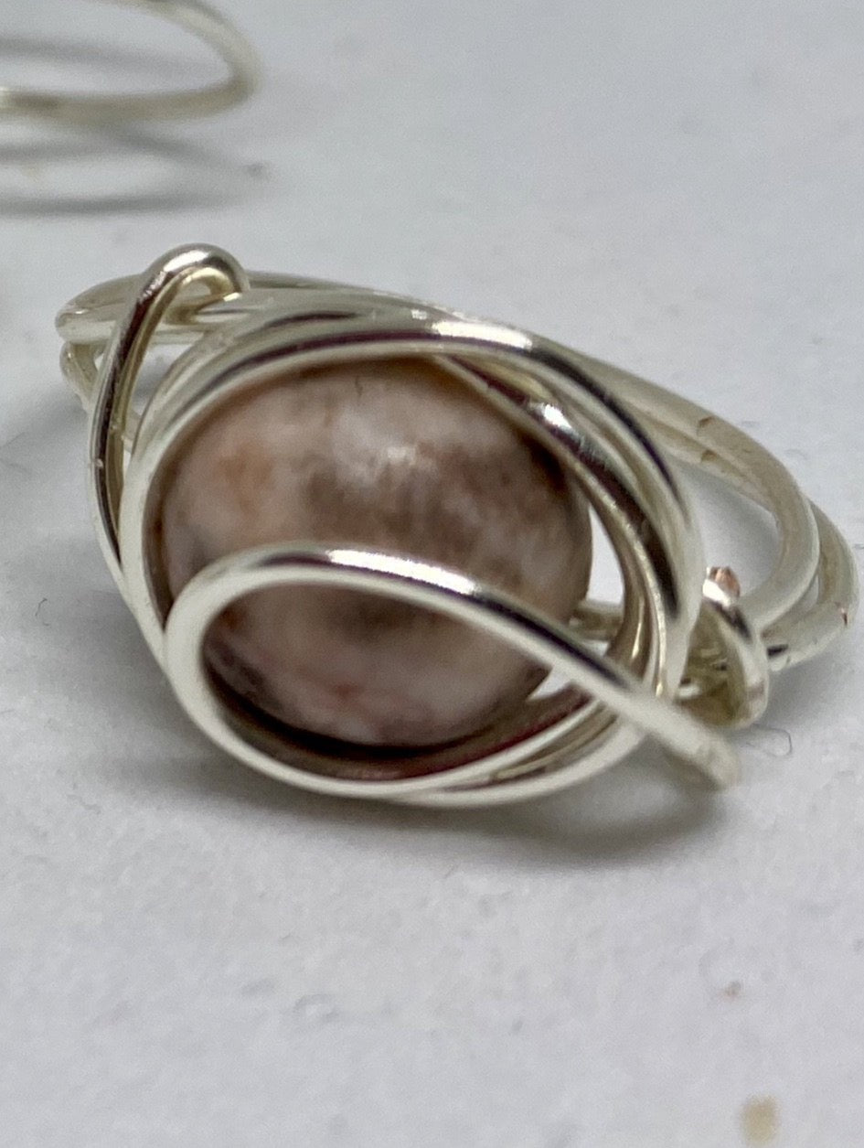 Pink Zebra Jasper Wire Ring ~ 6