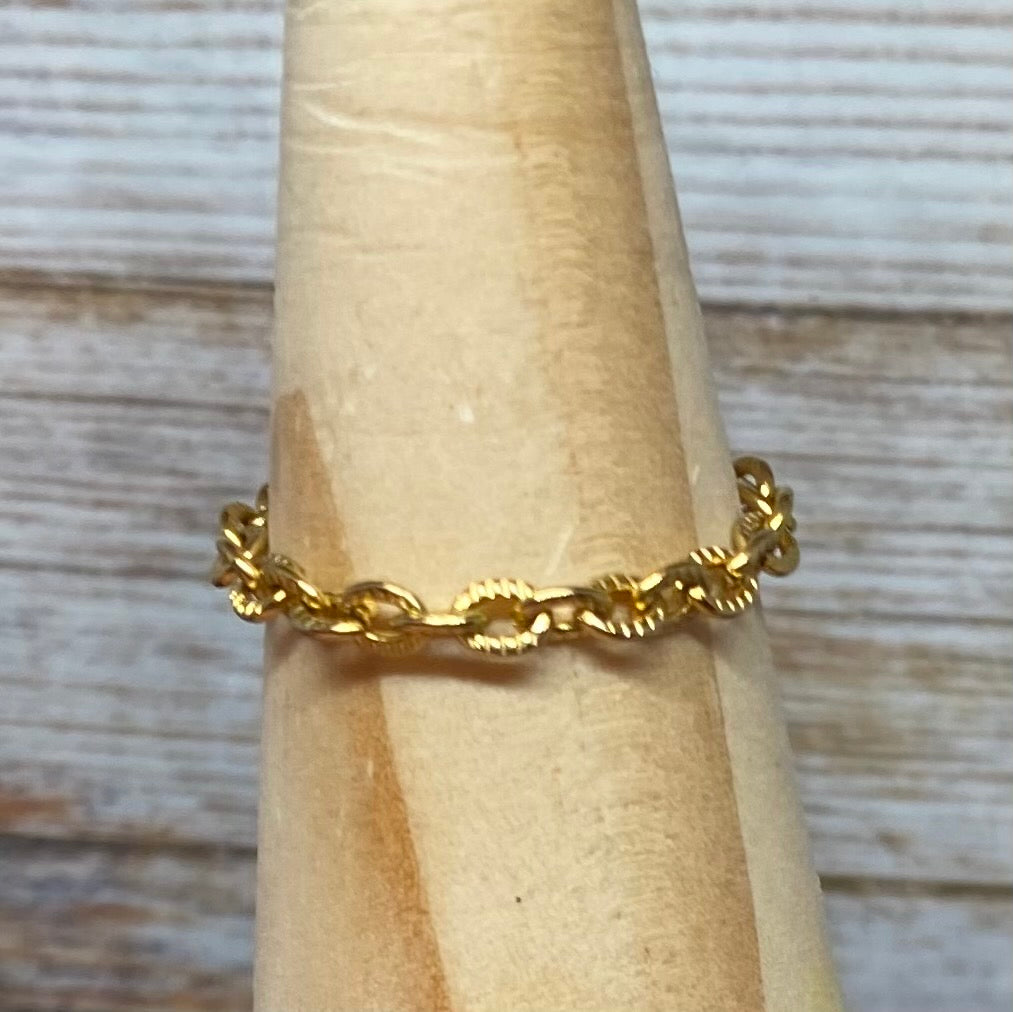 Gold Plated Stainless Steel Chain Ring